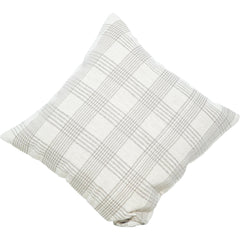 Handmade Cotton Plaid Cushion Cover 45x45 cm | Neutral Checkered Throw Pillow Cover | Woven Farmhouse Décor