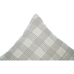 Handmade Cotton Plaid Cushion Cover 45x45 cm | Neutral Checkered Throw Pillow Cover | Woven Farmhouse Décor