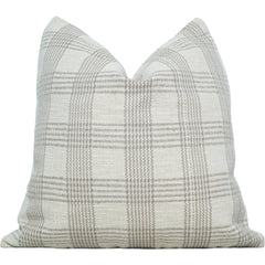 Handmade Cotton Plaid Cushion Cover 45x45 cm | Neutral Checkered Throw Pillow Cover | Woven Farmhouse Décor