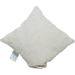 Machine Embroidered Cotton Cushion Cover – Abstract Leaf Design | Off White | 45x45 cm