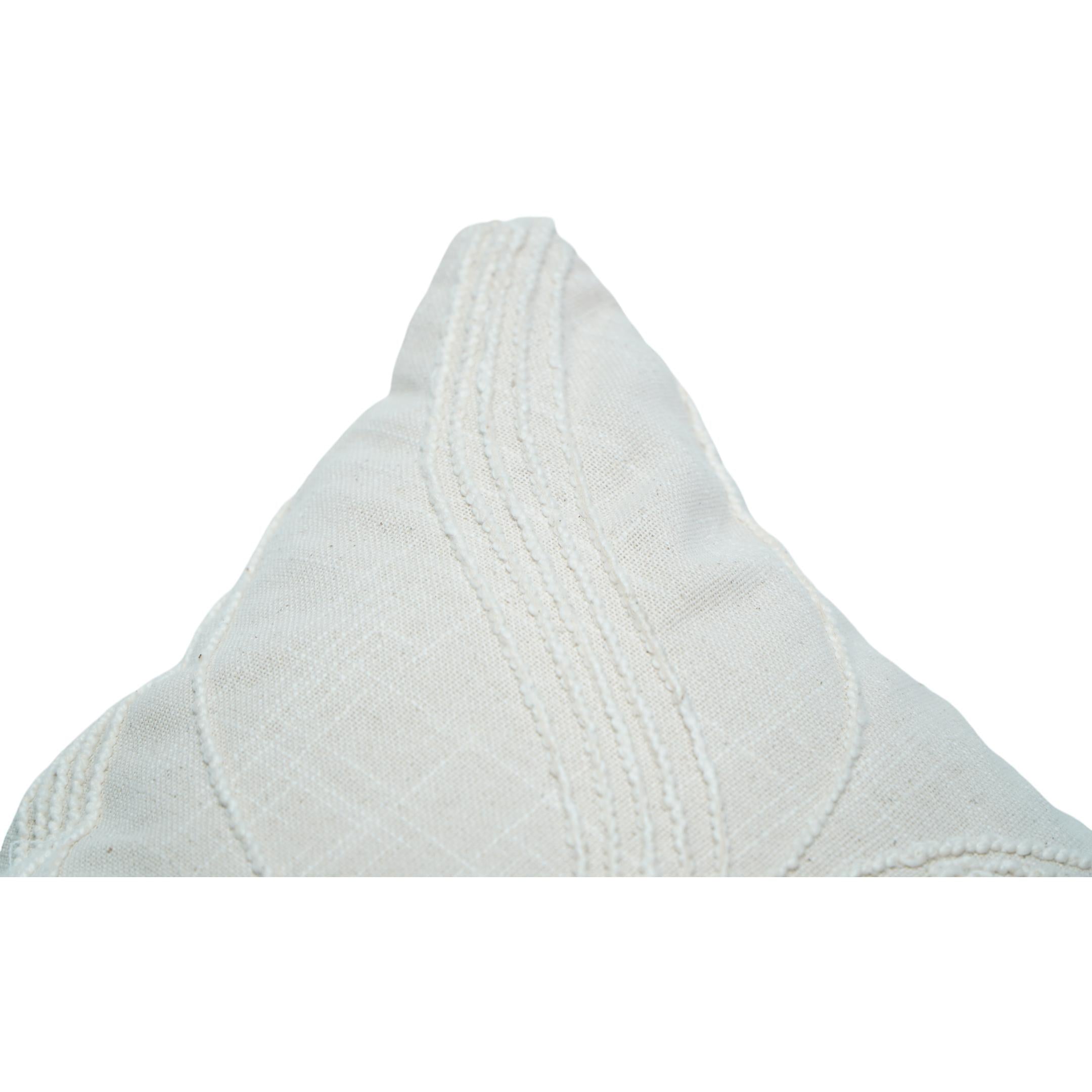 Machine Embroidered Cotton Cushion Cover – Abstract Leaf Design | Off White | 45x45 cm