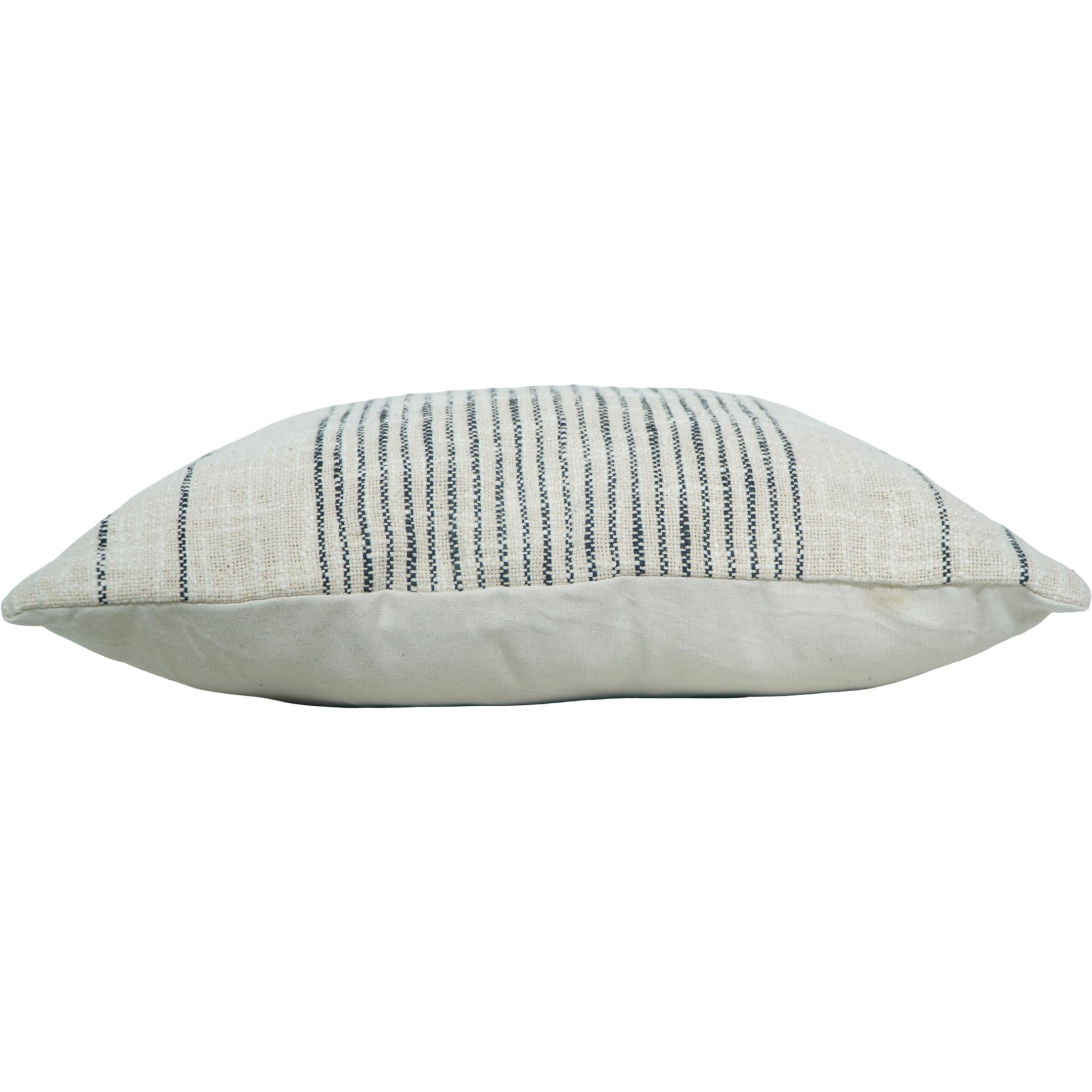 Handmade Cotton Striped Cushion Cover 45x45 cm | Woven Boho Throw Pillow Cover with Minimal Black Stripe Design