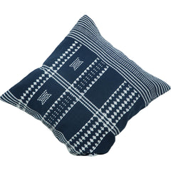 Handmade Indigo Cotton Cushion Cover 45x45 cm | Woven Tribal Pattern Pillow Cover | Modern Boho Decorative Cushion