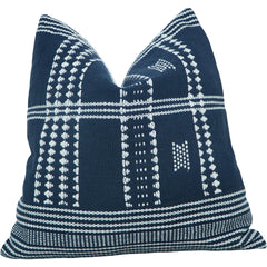 Handmade Indigo Cotton Cushion Cover 45x45 cm | Woven Tribal Pattern Pillow Cover | Modern Boho Decorative Cushion