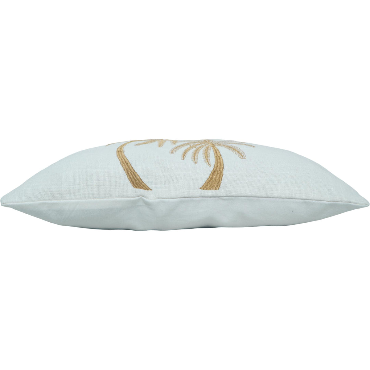 Palm Tree Embroidered Cushion Cover – White Cotton Lumbar Pillow 35x50 cm - Bulk manufacturer & supplier from Panipat, India