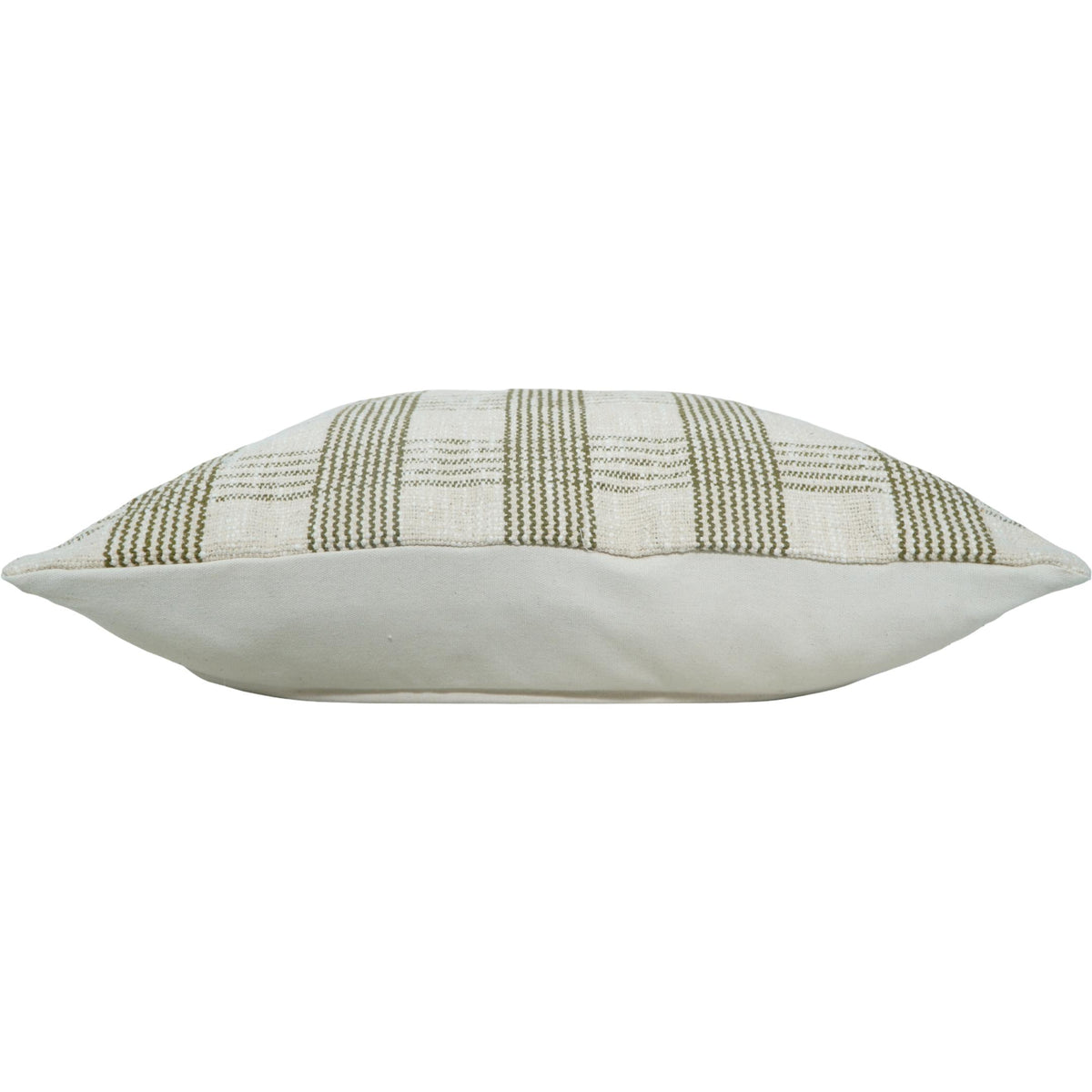 Olive ivory striped cotton cushion cover 45x45 cm