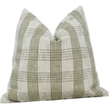 Handmade Cotton Striped Cushion Cover 45x45 cm | Woven Olive Green & Ivory Throw Pillow Cover | Modern Farmhouse Decorative Cushion