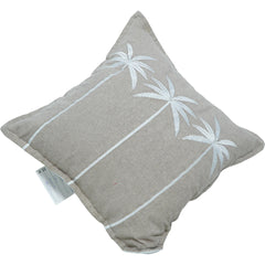 Palm Tree Embroidered Cotton Cushion Cover 45x45 cm | Beige Tropical Decorative Pillow Cover