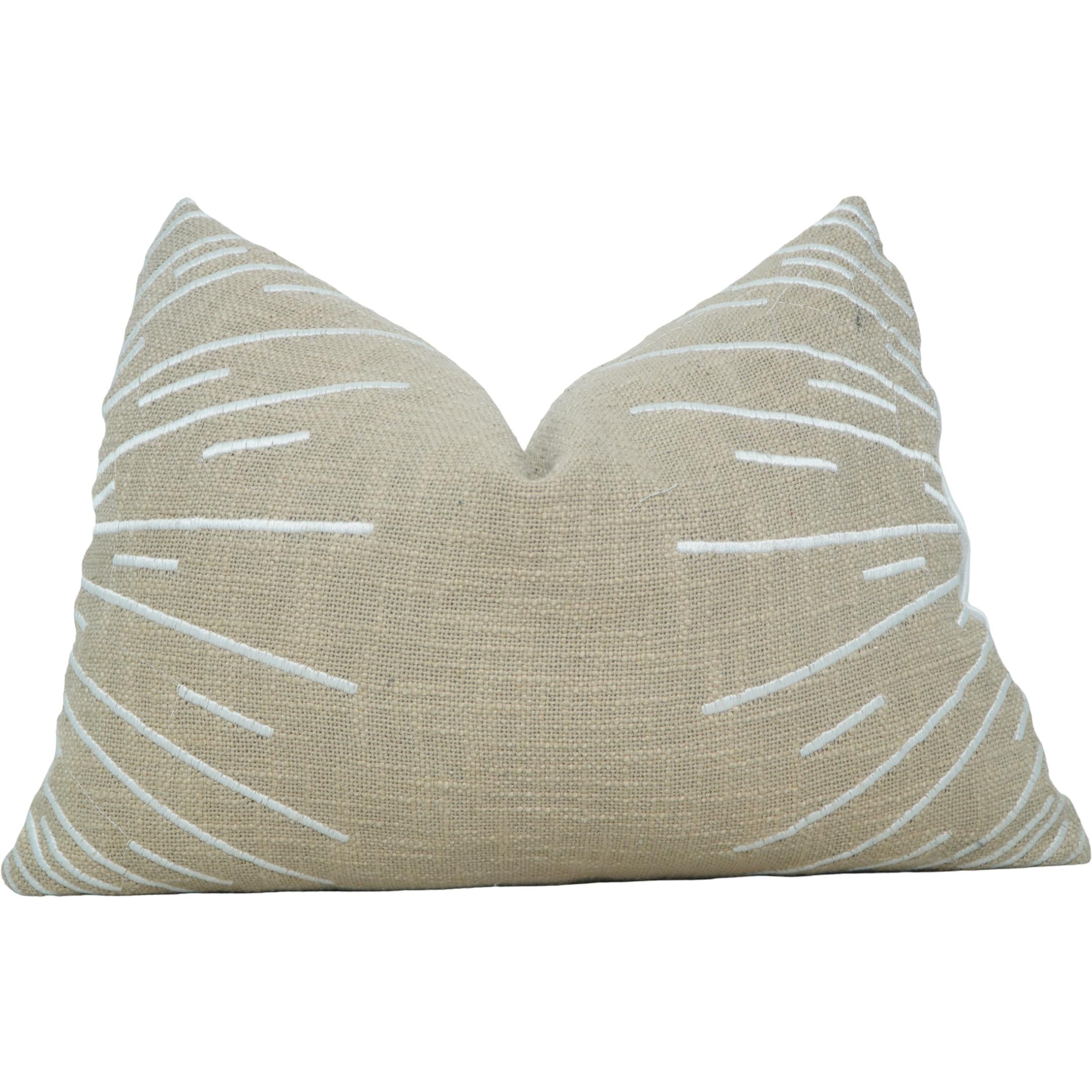 Natural Linen Look Embroidered Cotton Cushion Cover – 35x50 cm