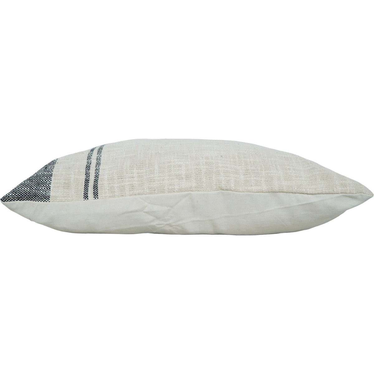 Handmade Striped Cotton Cushion Cover 35x50 cm | Woven Farmhouse Lumbar Pillow | Black & Natural Rustic Cushion - Bulk manufacturer & supplier from Panipat, India