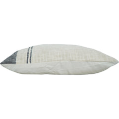 Handmade Striped Cotton Cushion Cover 35x50 cm | Woven Farmhouse Lumbar Pillow | Black & Natural Rustic Cushion