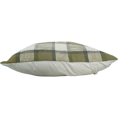 Handmade Cotton Plaid Cushion Cover 45x45 cm | Olive Green Checkered Throw Pillow Cover | Rustic Farmhouse Décor
