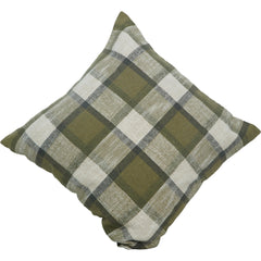 Handmade Cotton Plaid Cushion Cover 45x45 cm | Olive Green Checkered Throw Pillow Cover | Rustic Farmhouse Décor