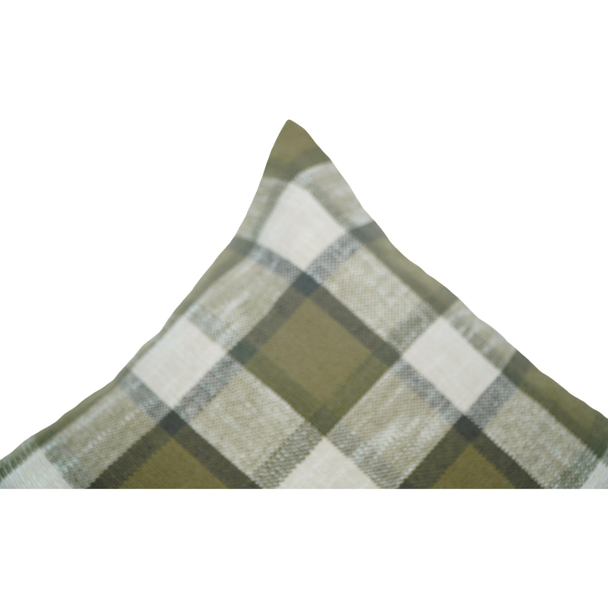 Handmade Cotton Plaid Cushion Cover 45x45 cm | Olive Green Checkered Throw Pillow Cover | Rustic Farmhouse Décor - Bulk manufacturer & supplier from Panipat, India