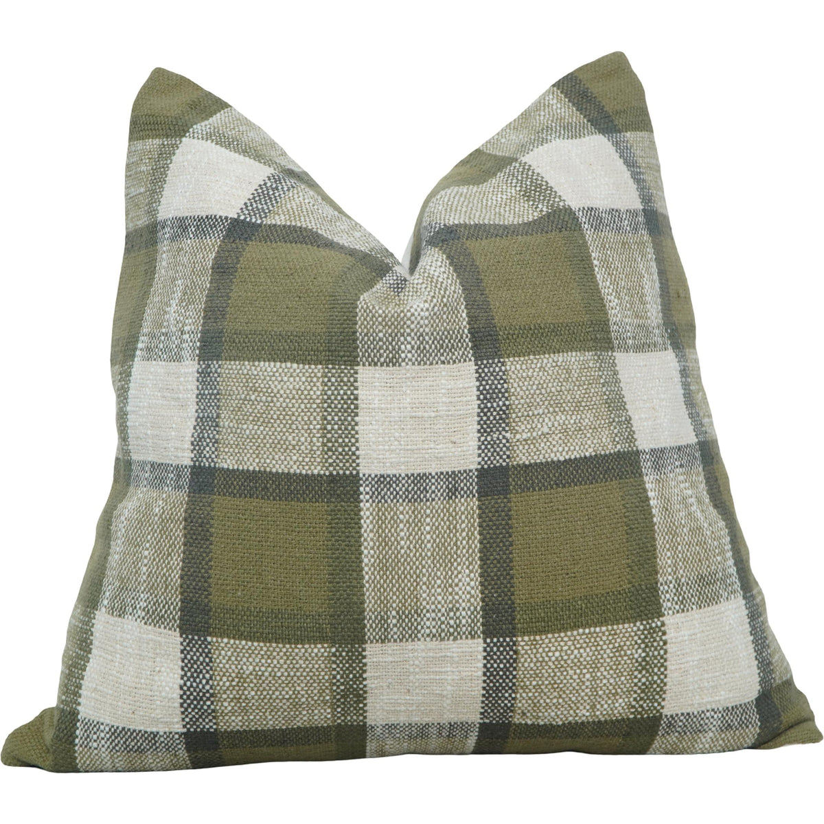 Handmade Cotton Plaid Cushion Cover 45x45 cm | Olive Green Checkered Throw Pillow Cover | Rustic Farmhouse Décor - Bulk manufacturer & supplier from Panipat, India
