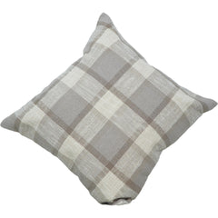 Handmade Cotton Plaid Cushion Cover 45x45 cm | Neutral Checkered Throw Pillow Cover | Rustic Farmhouse Décor