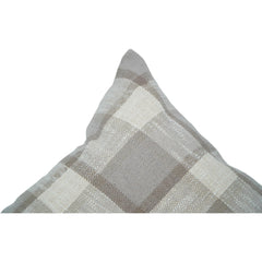 Handmade Cotton Plaid Cushion Cover 45x45 cm | Neutral Checkered Throw Pillow Cover | Rustic Farmhouse Décor