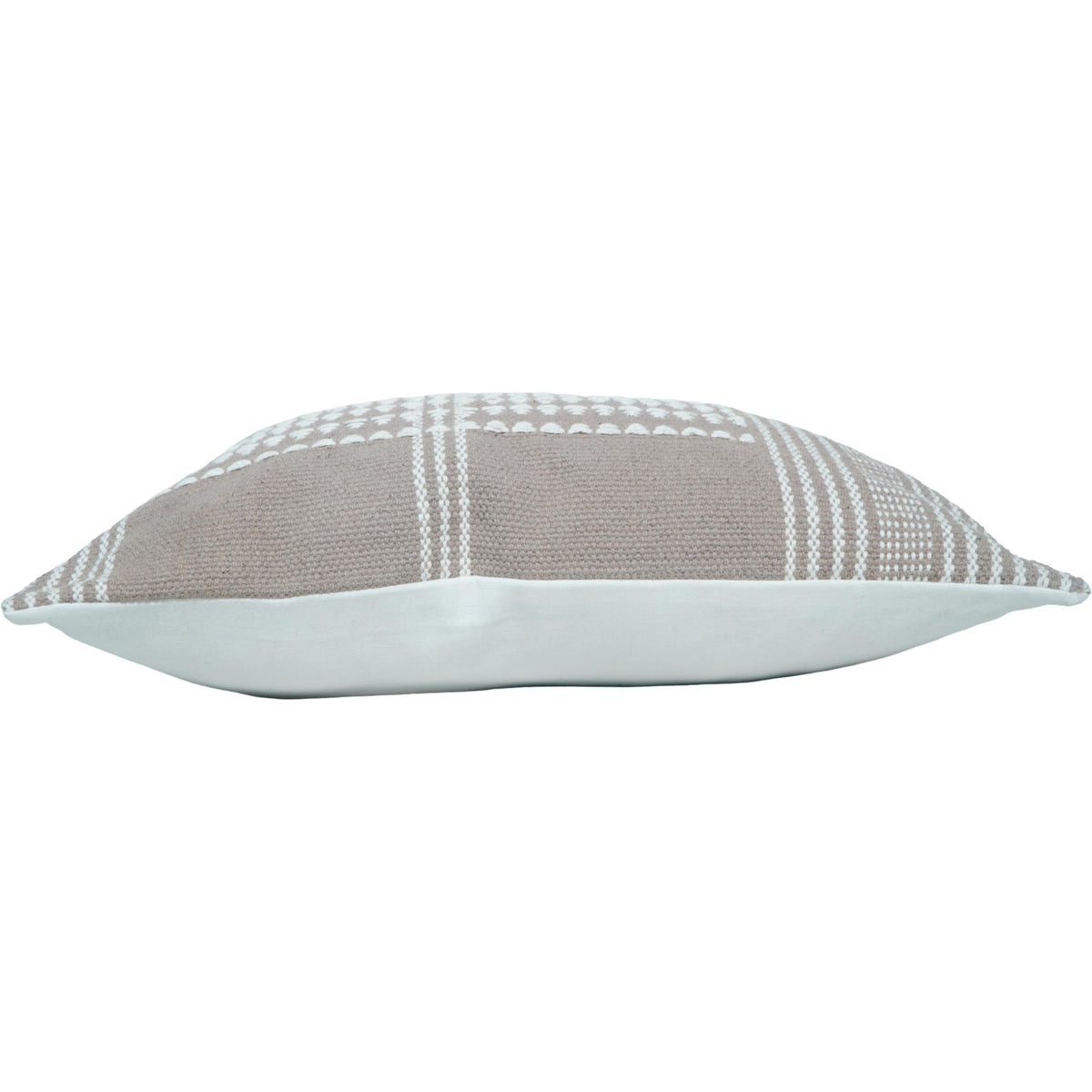 Handmade Cotton Cushion Cover 45x45 cm | Woven Tribal Pattern | Beige & White Decorative Pillow Cover - Bulk manufacturer & supplier from Panipat, India