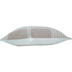 Handmade Cotton Cushion Cover 45x45 cm | Woven Tribal Pattern | Beige & White Decorative Pillow Cover