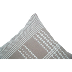 Handmade Cotton Cushion Cover 45x45 cm | Woven Tribal Pattern | Beige & White Decorative Pillow Cover