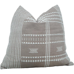 Handmade Cotton Cushion Cover 45x45 cm | Woven Tribal Pattern | Beige & White Decorative Pillow Cover