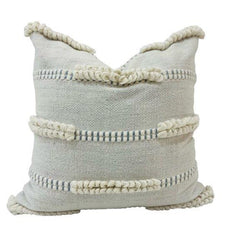 Handwoven Textured Polyester Cushion Cover 45x45 cm | Boho Neutral Decorative Throw Pillow Cover with Braided Details