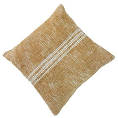 Handmade Cotton Cushion Cover 45x45 cm | Mustard Textured Woven Stripe Pillow Cover | Artisan Decorative Cushion