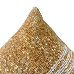 Handmade Cotton Cushion Cover 45x45 cm | Mustard Textured Woven Stripe Pillow Cover | Artisan Decorative Cushion