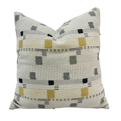 Modern Geometric Knitted Cushion Cover 45x45 cm | Woven Cotton Decorative Pillow Cover with Abstract Square Pattern