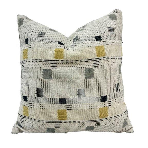 Modern Geometric Knitted Cushion Cover 45x45 cm | Woven Cotton Decorative Pillow Cover with Abstract Square Pattern