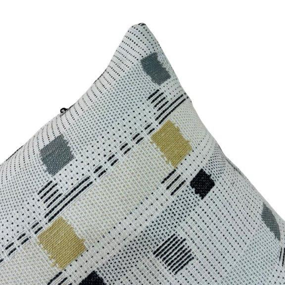 Modern Geometric Knitted Cushion Cover 45x45 cm | Woven Cotton Decorative Pillow Cover with Abstract Square Pattern
