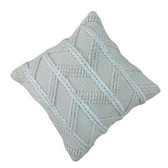 Handmade Cotton Tufted Cushion Cover 45x45 cm | Boho Geometric Textured Throw Pillow Cover | Ivory White