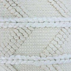 Handmade Cotton Tufted Cushion Cover 45x45 cm | Boho Geometric Textured Throw Pillow Cover | Ivory White