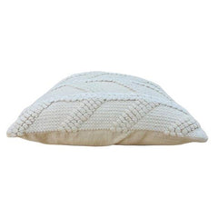 Handmade Cotton Tufted Cushion Cover 45x45 cm | Boho Geometric Textured Throw Pillow Cover | Ivory White