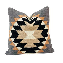 Handmade Geometric Kilim Cotton Cushion Cover 45x45 cm | Woven Tribal Boho Throw Pillow Cover