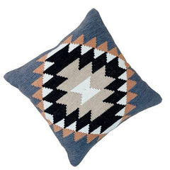 Handmade Geometric Kilim Cotton Cushion Cover 45x45 cm | Woven Tribal Boho Throw Pillow Cover