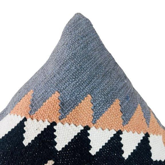 Handmade Geometric Kilim Cotton Cushion Cover 45x45 cm | Woven Tribal Boho Throw Pillow Cover