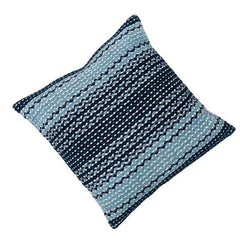 Handwoven Cotton Chenille Striped Cushion Cover – Navy Blue & Ivory Textured Decorative Pillow Cover 45x45 cm