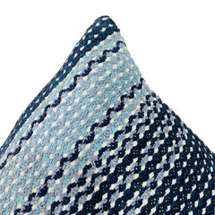 Handwoven Cotton Chenille Striped Cushion Cover – Navy Blue & Ivory Textured Decorative Pillow Cover 45x45 cm