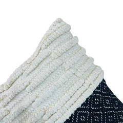 Handwoven Textured Cotton Cushion Cover – Ivory & Black Geometric Accent Pillow | 45 x 45 cm