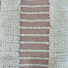 Handwoven Tufted Cotton Cushion Cover 45x45 cm | Textured Boho Stripe Cushion | Cream & Blush Pink Decorative Pillow Cover