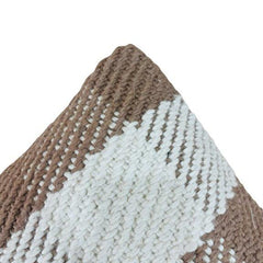 Handwoven Cotton Checkered Cushion Cover | Brown & Ivory Textured Design | 45x45 cm Decorative Throw Pillow Cover