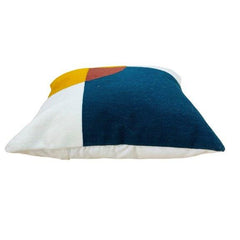 Geometric color block embroidered cotton cushion cover 45x45 cm
