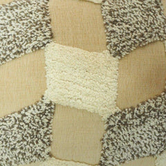 Tufted Checkered Cotton Cushion Cover | Textured Geometric Design | 45x45 cm Decorative Pillow Cover
