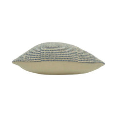 Handmade Woven Cotton Cushion Cover 45x45 cm | Textured Blue & Ivory Striped Throw Pillow Cover | Modern Boho Home Décor