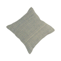 Handmade Woven Cotton Cushion Cover 45x45 cm | Textured Blue & Ivory Striped Throw Pillow Cover | Modern Boho Home Décor