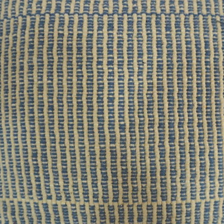 Handmade Woven Cotton Cushion Cover 45x45 cm | Textured Blue & Ivory Striped Throw Pillow Cover | Modern Boho Home Décor - Bulk manufacturer & supplier from Panipat, India