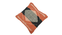 Handmade Tufted Cotton Cushion Cover 45x45 cm | Abstract Fox Face Design | Boho Decorative Pillow Cover