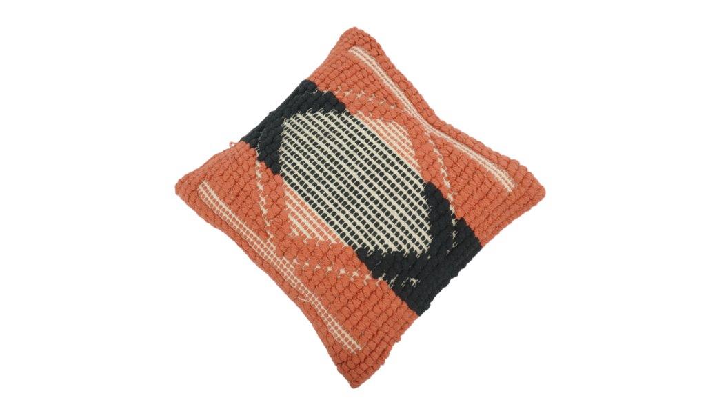 Handmade Tufted Cotton Cushion Cover 45x45 cm | Abstract Fox Face Design | Boho Decorative Pillow Cover