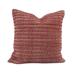 Handmade Textured Cotton Cushion Cover 45x45 cm | Woven Boho Throw Pillow Cover | Rustic Red Decorative Cushion